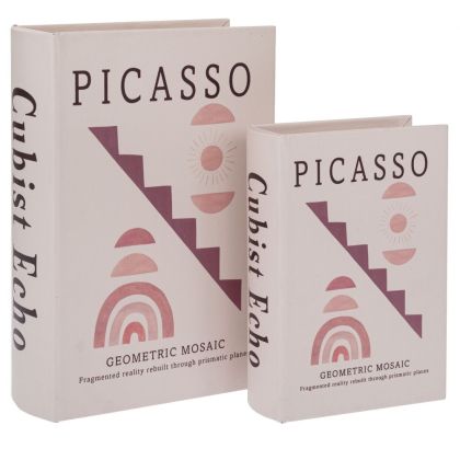 КОМПЛЕКТ ОТ 2 ДЕКОРАТИВНИ КУТИИ - КНИГИ В ЦВЯТ СЬОМГА 19X7X27 СМ