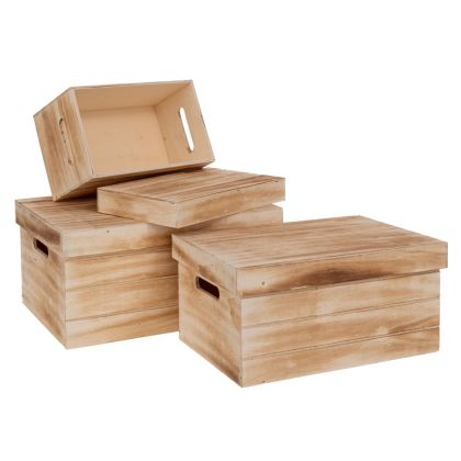 КОМПЛЕКТ ОТ 3 ЕСТЕСТВЕНИ ДЪРВЕНИ КУТИЯ С КАПАК 37X27X18 32X22X16 27X17X14СМ