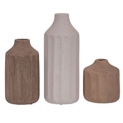 КОМПЛЕКТ ОТ 3 КЕРАМИЧНИ ВАЗИ В РАЗНООБРАЗИЕ НА ЦВЕТОВЕ В ПОДАРЪЧНА КУТИЯ 10X10X24 СМ