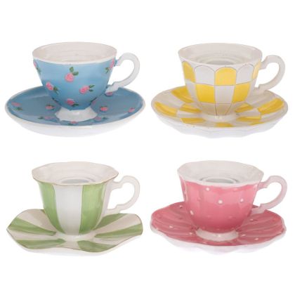 КОМПЛЕКТ ОТ 4 МНОГОЦВЕТНИ СВЕЩИ ЗА ЧАЙНИК ОТ ПОЛИРЕЗИН 11,5Х11,5Х6СМ