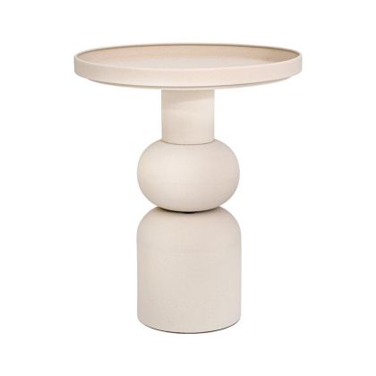 КРЪГЛА МЕТАЛНА МАСА FL620243 КРЕМАВ ЦВЯТ 40X49СМ