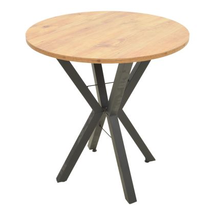 МАСА ROGUE С ЕСТЕСТВЕН АБАЖУР И ЧЕРНИ МЕТАЛНИ КРАКА, РАЗМЕРИ 70X72 СМ