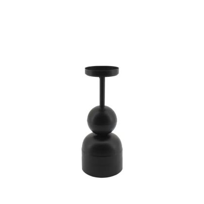 МЕТАЛЕН СВЕЩНИК ЧЕРЕН КРЪГЪЛ /КЪСА ОСНОВА - Φ8.5x21см 8/KIB