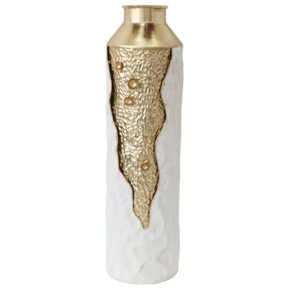МЕТАЛНА ВАЗА ЗЛАТИСТО/БЯЛА - φ17.8x65.4см 4/KIB