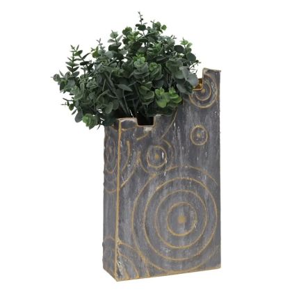 МЕТАЛНА ВАЗА ЗЛАТИСТО/СИВИ КРЪГОВЕ - 24.1x43.8x10.2см 4/KIB