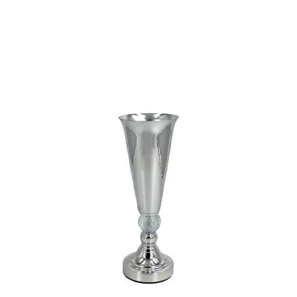 МЕТАЛНА ВАЗА СРЕБЪРНА/БЯЛА КЛАСИЧЕСКА С КРИСТАЛ МАЛКА - Φ12x33см 24/КУТИЯ