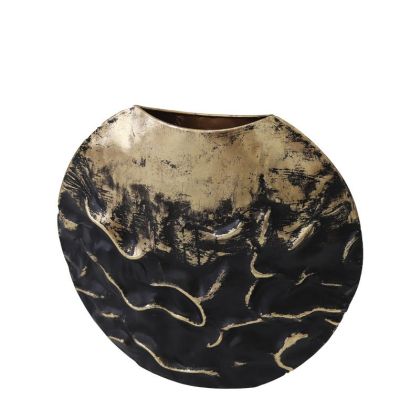 МЕТАЛНА ВАЗА ЧЕРНА/ЗЛАТНА, МАЧЕНА КРЪГЛА - 42.5x12.7x38.7см 4/KIB