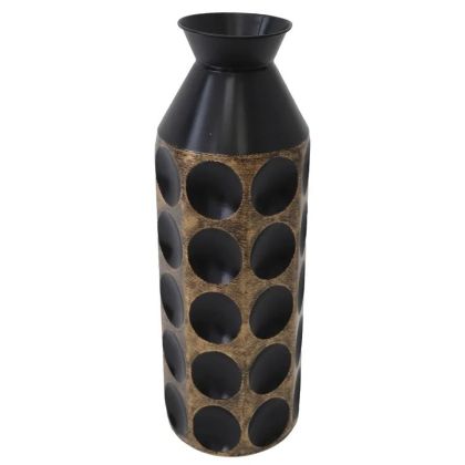 МЕТАЛНА ВАЗА ЧЕРНО/ЗЛАТИСТИ КРЪГОВЕ - Φ19.7x61.6см 4/KIB