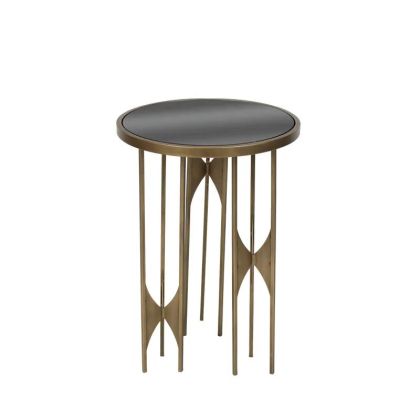 МЕТАЛНА МАСА, ЗЛАТИСТА, С КРЪГЛА СТЪКЛЕНА ПАНЦА - Φ35x54см 1/KIB