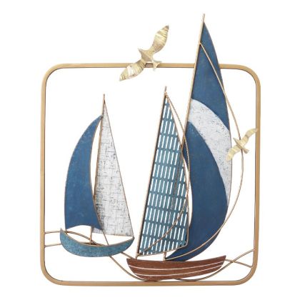 МЕТАЛНА СТЕННА ДЕКОРАЦИЯ 2 ЛОДКИ И ПТИЦИ - 50.2x61x4.4см 4/КУТИЯ