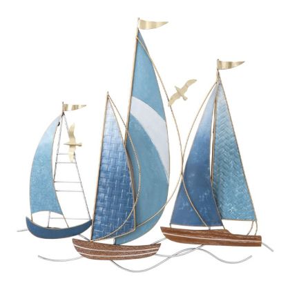 МЕТАЛНА СТЕННА ДЕКОРАЦИЯ 3 ЛОДКИ И ПТИЦИ - 66x65.4x4.4 см 4/КУТИЯ