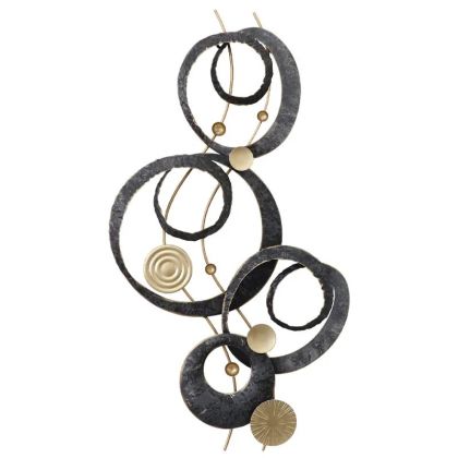 МЕТАЛНА СТЕННА ДЕКОРАЦИЯ С ЛИНЕЙЕН КРЪГЪЛ МОДЕЛ В ЗЛАТИСТ/ЧЕРЕН ЦВЕТ - 41.9x77.5x5.7см 4/KIB