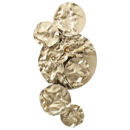 МЕТАЛНА СТЕННА ДЕКОРАЦИЯ СЪС ЗЛАТНИ КРЪГОВЕ, РУСТИКАЛ - 41.3x81.9x5.1см 4/KIB