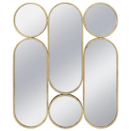 Метално стенно огледало за злати кръгове/овал (композиция X6) - 75.5x2.5x90.5см 1/kib