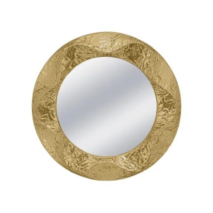 Метално стенно огледало златист кръг/бяло - Φ60x5.5см 1/kib
