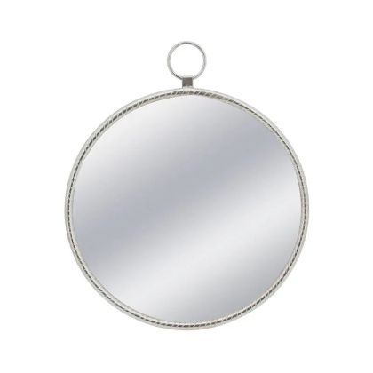 Метално стенно огледало сребърно кръгло/кука - 59.5x2.5x71см 1/kib