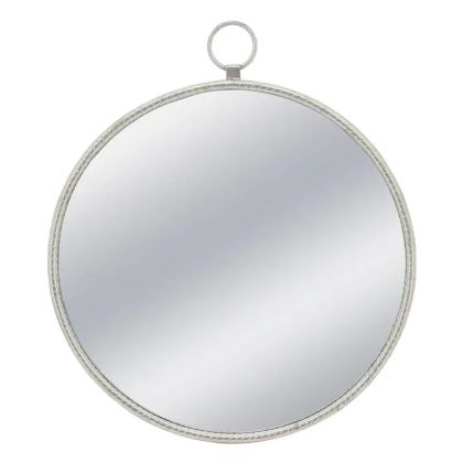 Метално стенно огледало сребърно кръгло/кука - 79x3.5x91см 1/kib