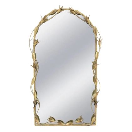 Метално стенно огледало със златни листа и клони - 66x8x108.5 см 1/kib