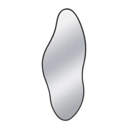 Метално стенно огледало черно вълновидно овало - 44x2.5x109.5см 1/kib