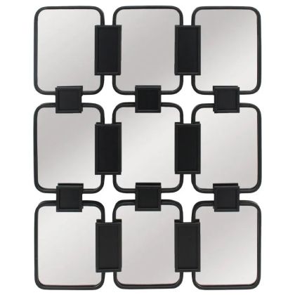 Метално стенно огледало, черно, правоъгълно (състав X9) - 73x3x91см 1/kib