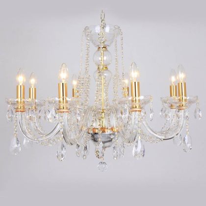 ПОЛИЛЕЙ КРИСТАЛИ ЗЛАТНИ СВЕЩИ 82X70CM