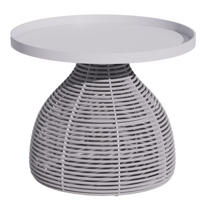 ПОМОЩНА МАСА КРЪГЛА DRISCOLL HM6477.02 КРЕМАВ БЯЛ АЛУМИНИЕВ-СВЕТЛО СИВО ВЪЖЕ Φ55X45HСМ.