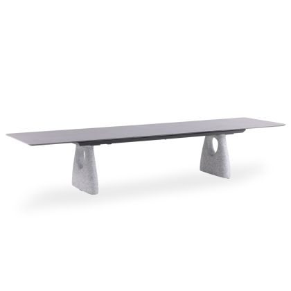 РАЗТЕГАТЕЛНА ТРАПЕЗАРНА МАСА GOFFEN SM6409.02 ТЪМНО СИВ АЛУМИНИЕВ ПЛОЩ ОТ СИНТЕРОВАН КАМЪК 240 ДО 300X100X76.5H