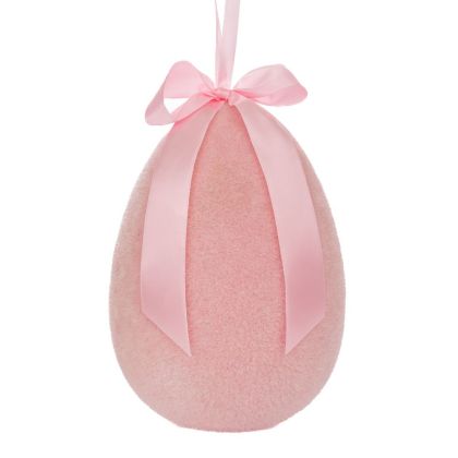 Розово висящо яйце с панделка, декоративно за великден 20 см