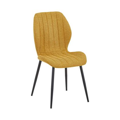 ТРАПЕЗАРЕН СТОЛ FL089, ПЛАТ В ЦВЯТ ГОРЧИЦА, С ЧЕРНИ МЕТАЛНИ КРАКА, 47X55X87СМ