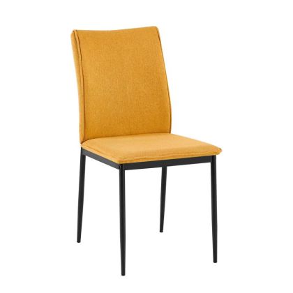 ТРАПЕЗАРЕН СТОЛ FL25414, ЦВЯТ ГОРЧИЦА, ПЛАТ, С ЧЕРНИ МЕТАЛНИ КРАКА, 44X60X86СМ