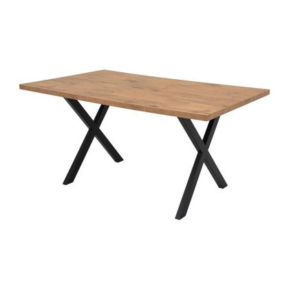 ТРАПЕЗАРНА МАСА ALFA ЗЛАТИСТ ДЪБ С ЧЕРНА ОСНОВА 140X90X75СМ FPS