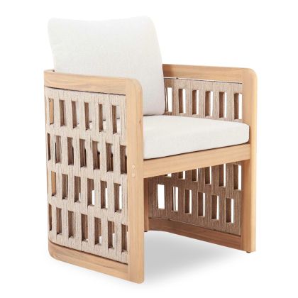 ТРАПЕЗЕН СТОЛ LUDVALD SM6445, АКАЦИЕВО ДЪРВО, ВЪЖЕ, БЕЖОВИ ВЪЗГЛАВНИЦИ, 58X60X66 ВИСОЧИННИ СМ