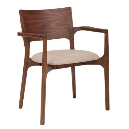 ТРАПЕЗЕН СТОЛ ОТ МАСИВНО ДЪРВО СЪС СИВА ТАПИЦЕРИЯ ОТ ПЛАТ 54Х62Х80СМ