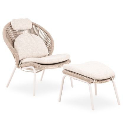 ФОТЬОЙЛ С ПОСТАВКА ЗА КРАКА TEMPORAL SM6400.01 АЛУМИНИЕВИ ВЪЗГЛАВНИЦИ С БЕЖОВ ЦВЯТ СЛОНОВА КОСТ 83.5X91X115В