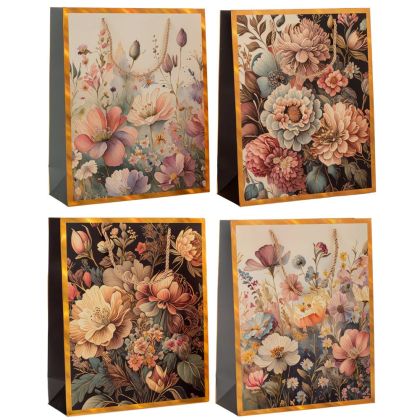 Хартиена торбичка с цветя 31x42x12cm 4 дизайна