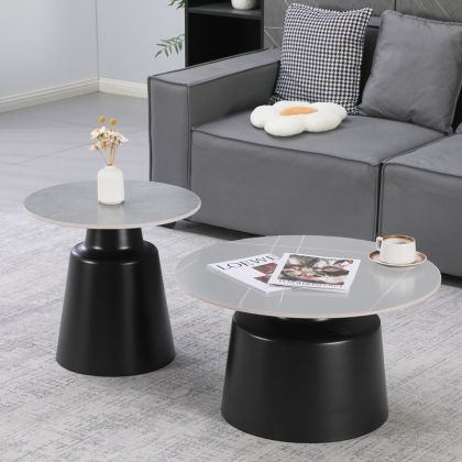 ХОЛНИ МАСИЧКИ DUALIS КОМПЛЕКТ ОТ 2 ЧАСТИ, ЧЕРЕН МЕТАЛ-СИНТЕРОВАН КАМЪК В ЦВЯТ СИВ МРАМОР