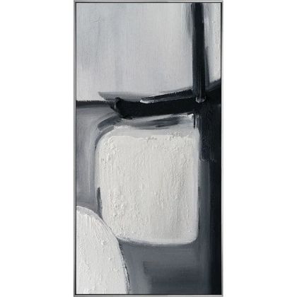 ЧЕРНО-БЯЛА КАРТИНА НА ПЛАТНО С АБСТРАКТЕН ДИЗАЙН В РАМКА - 62,5x122,5x3,5 см 6 бр./КУТИЯ