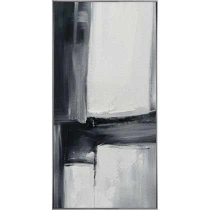 ЧЕРНО-БЯЛА КАРТИНА НА ПЛАТНО С АБСТРАКТЕН ДИЗАЙН В РАМКА - 62,5x122,5x3,5 см 6 бр./КУТИЯ