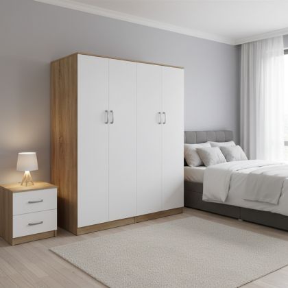 Четирикрилен гардероб Athos - Sonoma-white 160x42x180см