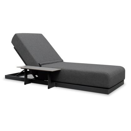 ШЕЗЛОНГ С ВГРАДЕНА ПОМОЩНА МАСА SUBLIME SM6560.01 СИВ АЛУМИНИЙ И СИНТЕРОВАН КАМЪК 193X69X26В