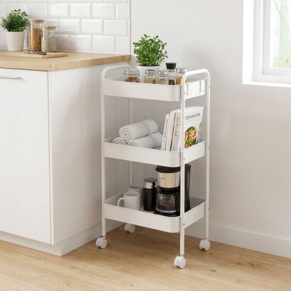 3-ЕТАЖНА КОЛИЧКА NEDEA, БЯЛА МЕТАЛНА, 41X30X77СМ