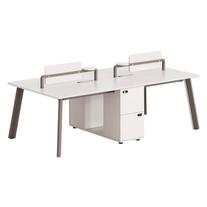 4-МЕСТОВО РАБОТНО БЮРО NEWLINE HM18277 МЕЛАМИН В КРЕМАВО БЯЛО С АЛУМИНИЕВИ КРАКА 240X120X75ВСМ.