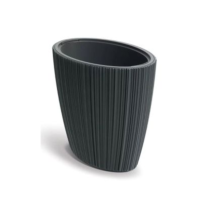 ORO ОВАЛНА ТЪМНО СИВА ПЛАСТМАСОВА САКСИЯ 40X60X54 СМ
