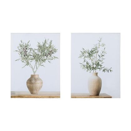 S/2 картина платно ваза - натурална - зелена 30x1.8x40см