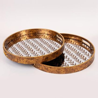 S/2 ПОДНОСИ PS С ОГЛЕДАЛО БРОНЗ 40X40X4СМ / 36X36X4СМ