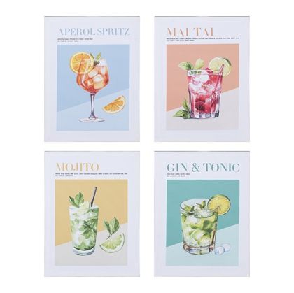 S/4 платно картина коктейл бяло - цветно 30x1.8x40см