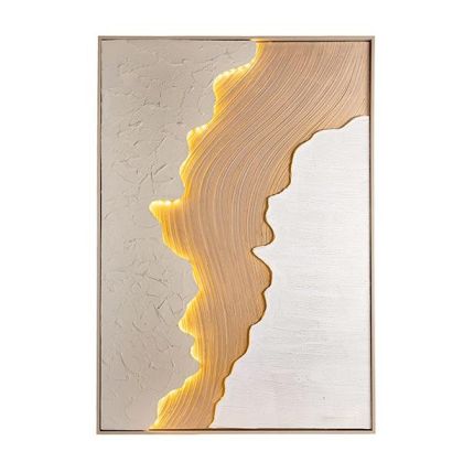 Абстрактна картина Led платно бежово-розово-бяло 62x5x92см