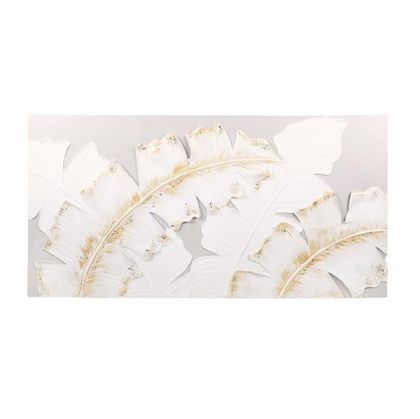 Абстрактна картина листа за платно бяло-златно 140x3x70см