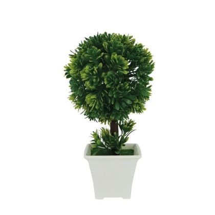 Бяла саксия със зелена топка сукулент - 12x22см 96/кутия