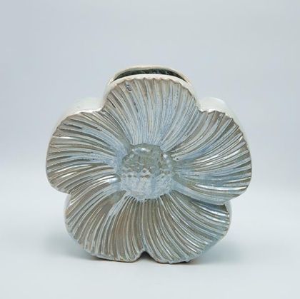 Ваза за цветя керамична синя - бежова 28.5x10x27.5см